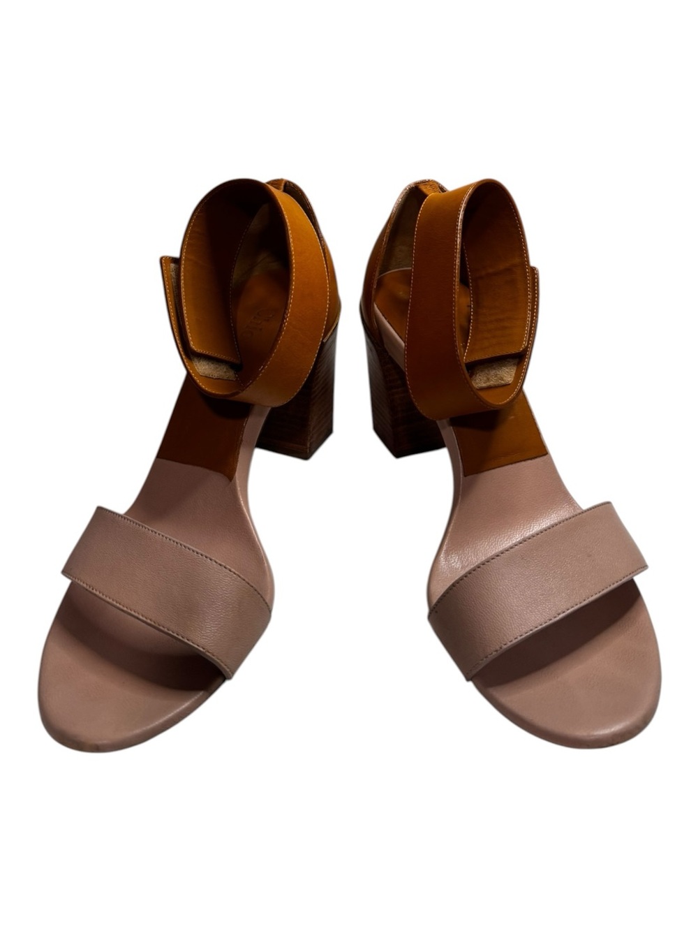 Chloé Colorblock Leather Pointed High Block Heel Sandal Size 37.5 / US 7.5